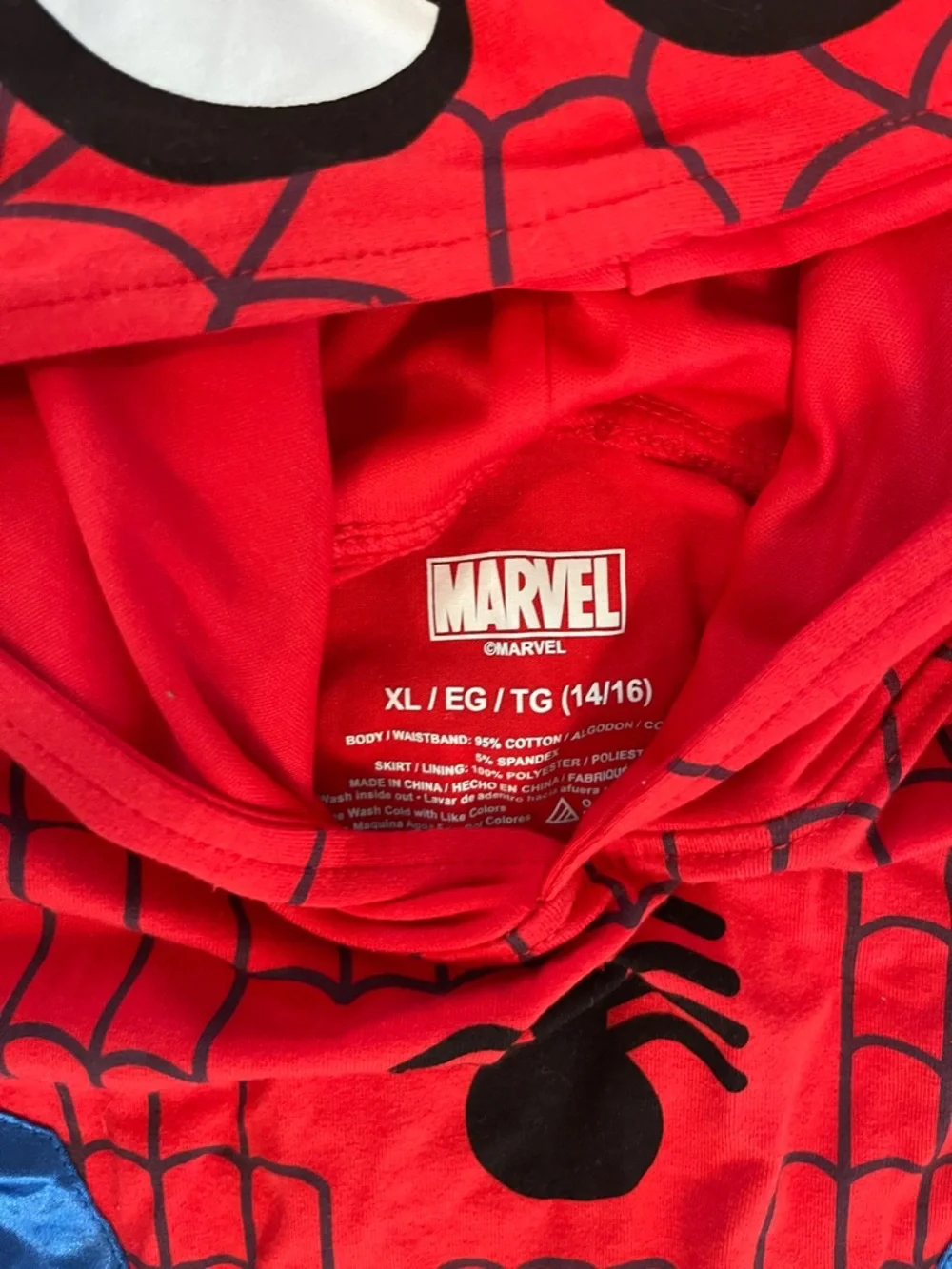 Marvel Red and Blue Spider-Man Hooded Cosplay Costume Dress girls size XL(14-16) - Picture 2 of 3